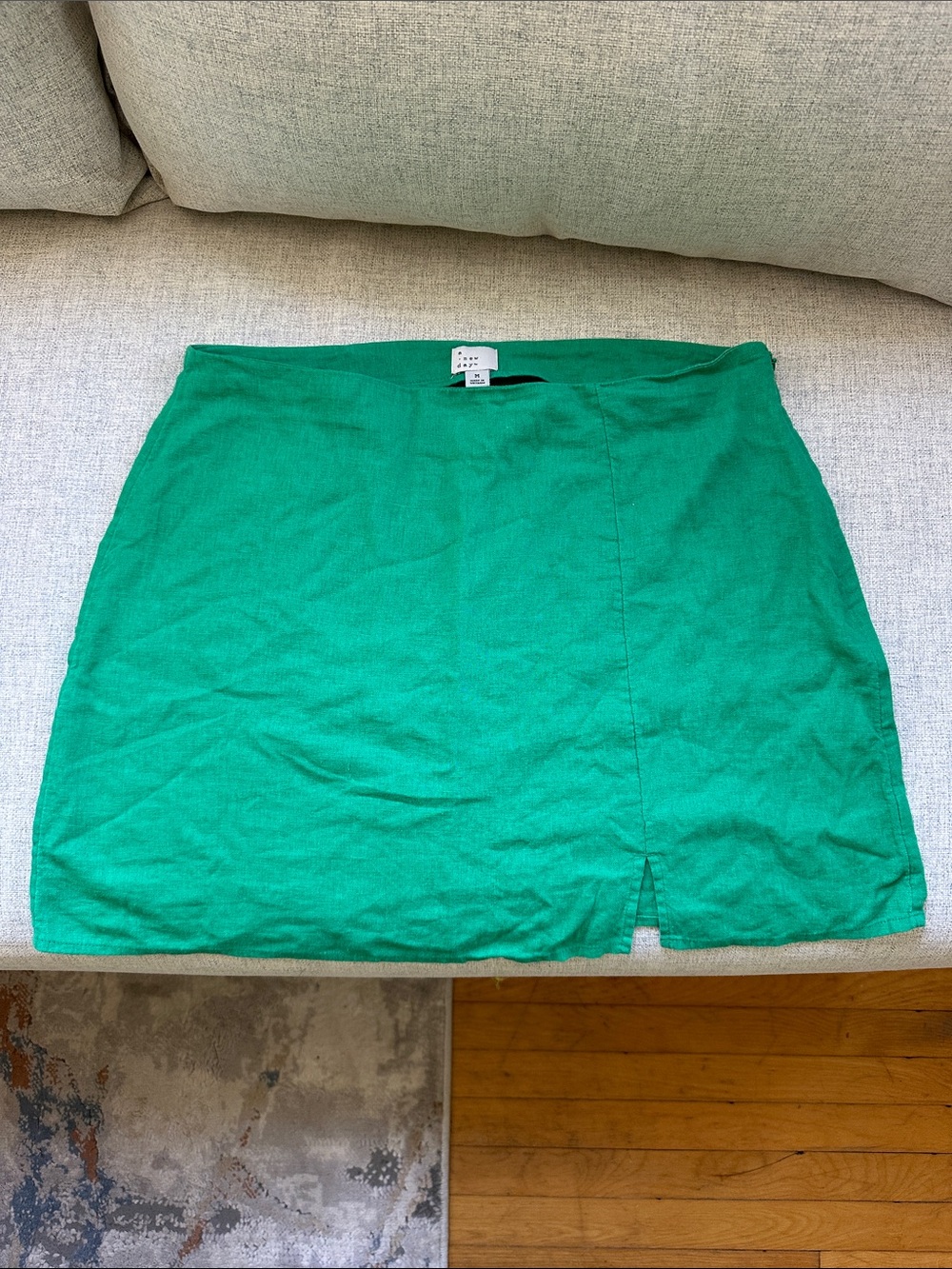 a new day Emerald Green Mini Skirt with Front Notch